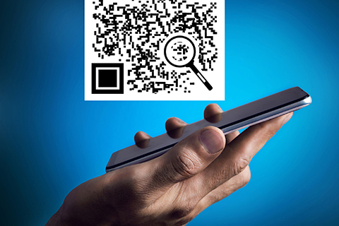 Smartphone mit QR-Code