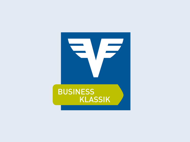 Volksbank Business Klassik Konto Logo mit Volksbank-V in Blau und Grün.